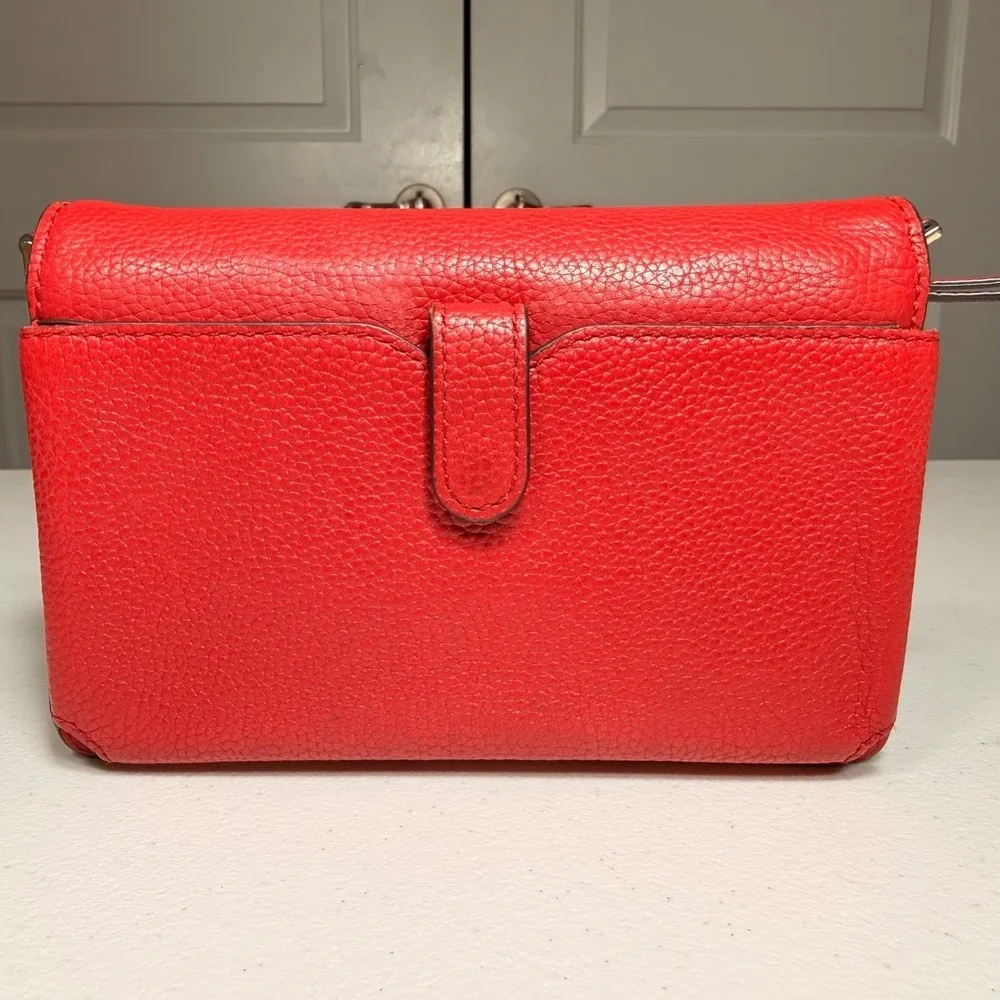 Michael Kors Adele Red Pebbled Leather Smartphone Wallet Wristlet Clutch